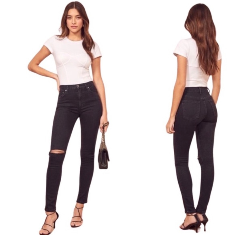 Reformation Black High-Rise Skinny Jeans